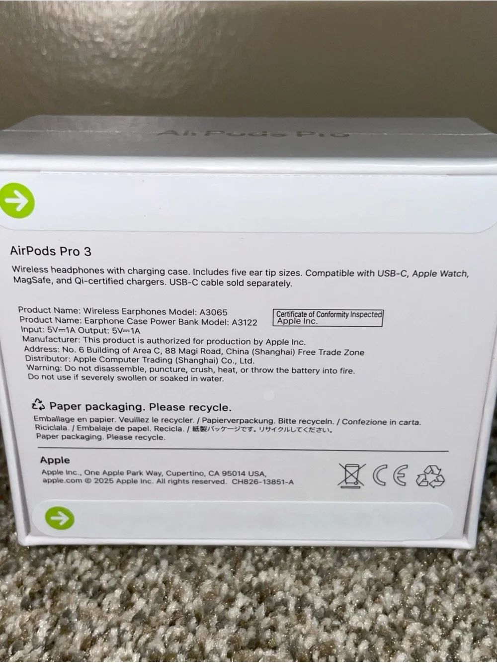 Apple White AirPods Pro ( 3rd Gen) Wireless Earbuds